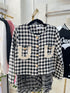 Houndstooth Print Tweed Jacket